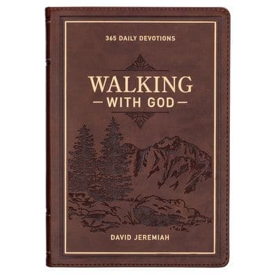 Devotional Walking with God Large Print Faux Leather by David Jeremiah