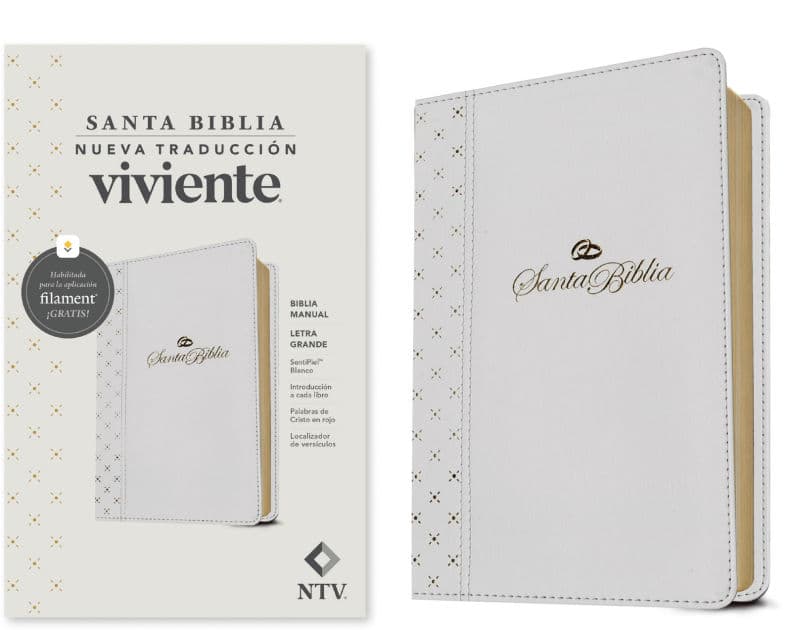 Biblia manual NTV, letra grande con Filament (SentiPiel, Blanco, Letra Roja) by Tyndale