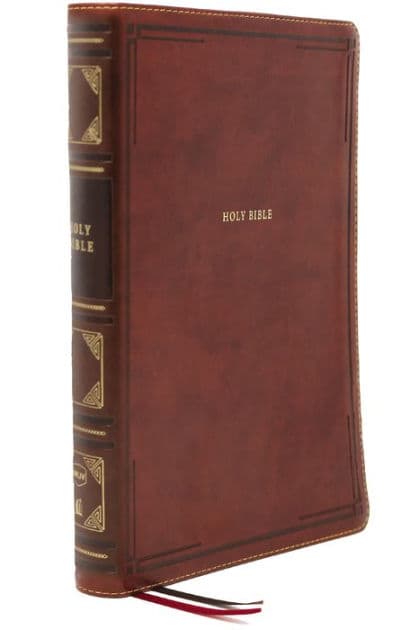 NKJV Holy Bible, Super Giant Print Reference Bible, Brown Leathersoft, Thumb Indexed, 43,000 Cross references, Red Letter, Comfort Print: New King James Version by Thomas Nelson