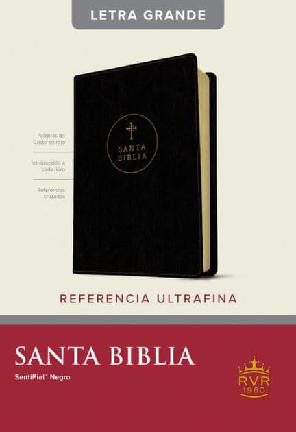 Santa Biblia RVR60, Edición de referencia ultrafina, letra grande (SentiPiel, Negro, Índice, Letra Roja) by Tyndale Bible