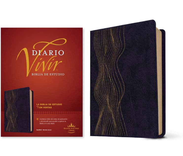 Biblia de estudio del diario vivir RVR60 (SentiPiel, Morado oscuro, Letra Roja) by Tyndale