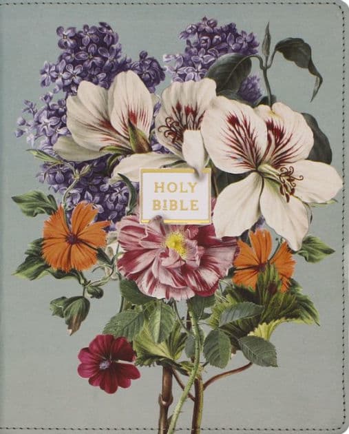 NIV, Artisan Collection Bible, Large Print, Leathersoft, Sage Floral, Red Letter, Comfort Print by Zondervan