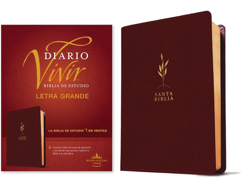 Biblia de estudio del diario vivir RVR60, letra grande (SentiPiel, Vino tinto, Letra Roja) by Tyndale