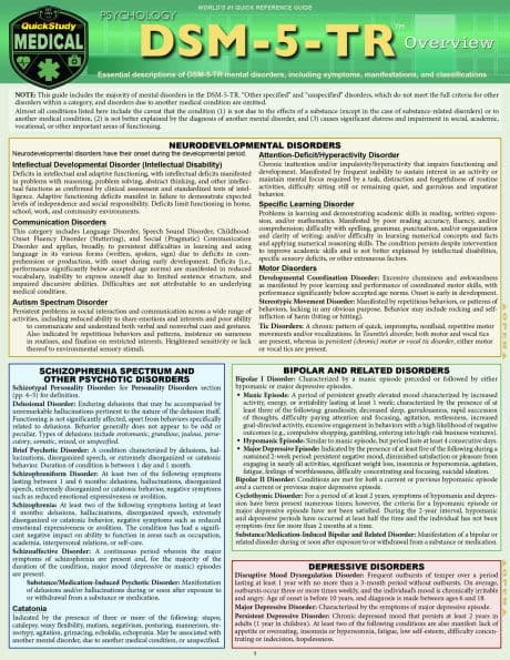 DSM-5-TR Overview: a QuickStudy Laminated Reference Guide by Rona Bernstein PsyD