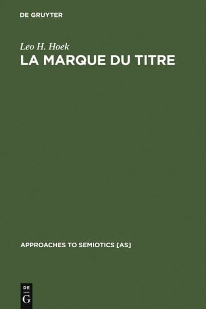 La marque du titre by Leo H Hoek