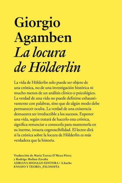 La locura de Hölderlin: Crónica de una vida habitante. 1806-1843 by Giorgio Agamben