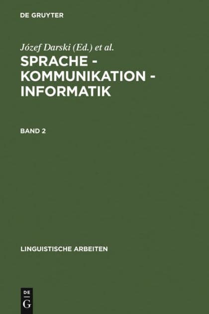 Sprache - Kommunikation - Informatik. Band 2 by Jïzef Darski