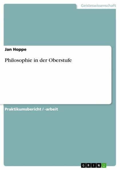Philosophie in der Oberstufe by Jan Hoppe