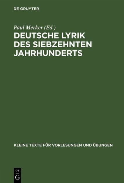 Deutsche Lyrik des siebzehnten Jahrhunderts: In Auswahl by Paul Merker