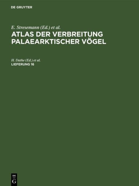 Atlas der Verbreitung palaearktischer Vögel. Lieferung 16 by H. Dathe