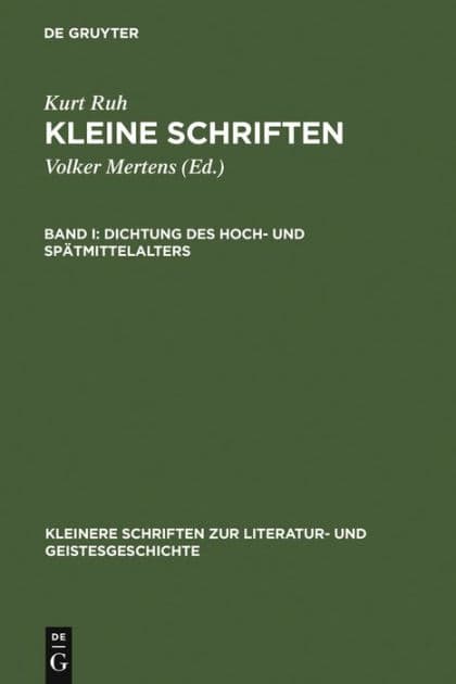 Dichtung des Hoch- und Spätmittelalters by Kurt Ruh
