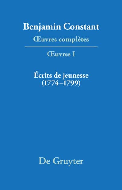 Écrits de jeunesse (1774-1799) by Jean-Daniel Candaux