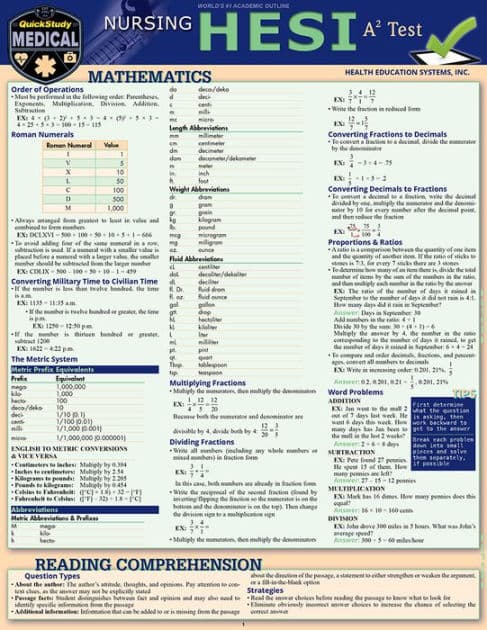 Nursing HESI A2: a QuickStudy Laminated Reference & Study Guide by April Michelle Davis MPS