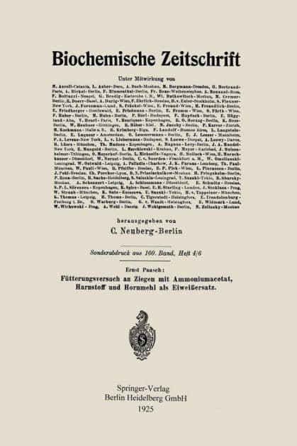 Fütterungsversuch an Ziegen mit Ammoniumacetat, Harnstoff und Hornmehl als Eiweißersatz by Ernst Paasch