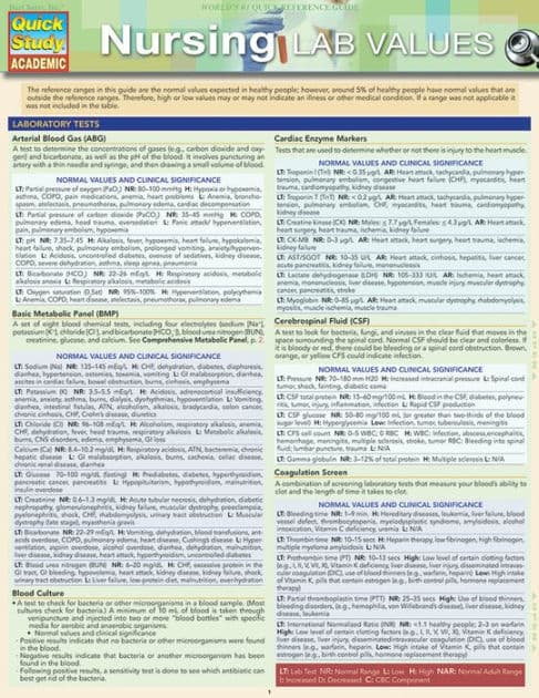 Nursing: Lab Values: a QuickStudy Laminated 6-Page Reference Guide by Henry