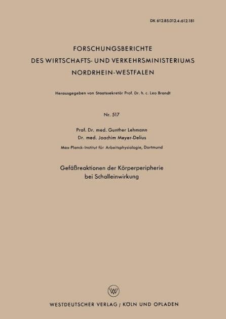 Gefäßreaktionen der Körperperipherie bei Schalleinwirkung by Gunther Lehmann