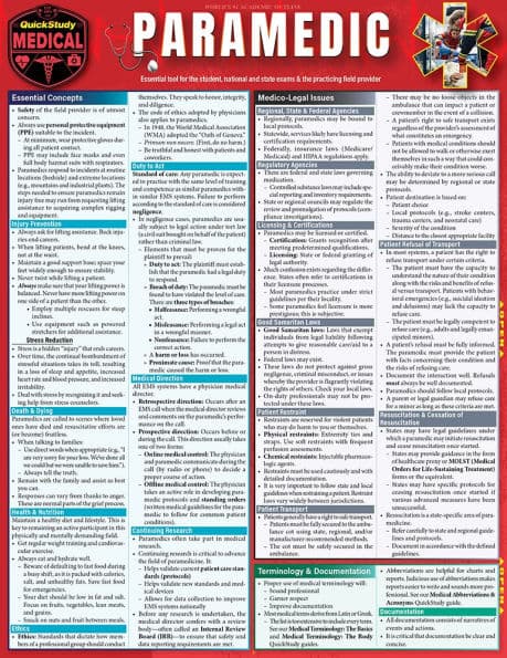 Paramedic: a QuickStudy Laminated Reference Guide by The Red to Black Editing Co.
