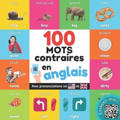 100 mots opposés en anglais: Imagier bilingue pour enfants : français / anglais avec prononciations by Yukibooks