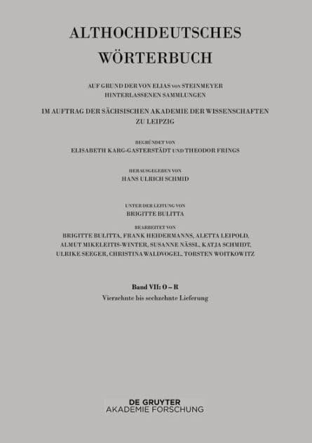 Band VII: O -R. 14. bis 16. Lieferung (ringan bis rydc) by Hans Ulrich Schmid