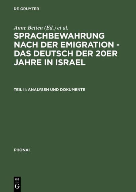 Analysen und Dokumente by Anne Betten