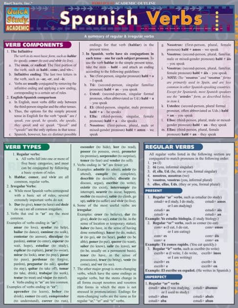 Spanish Verbs: QuickStudy Laminated Reference Guide (QuickStudy Academic) by William Bengtson