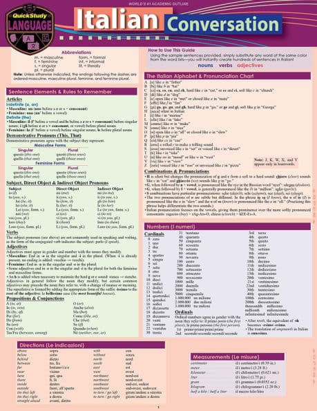 Italian Conversation: a QuickStudy Laminated Language Reference Guide by Sally-Ann DelVino MA