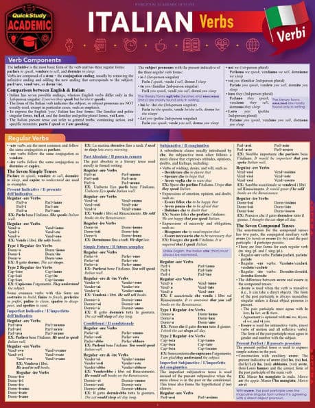 Italian Verbs: a QuickStudy Laminated Reference Guide by Sally-Ann DelVino MA