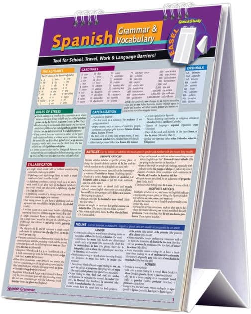 Spanish Grammar & Vocabulary Easel Book: a QuickStudy Reference Tool for School, Work & Language Barriers by Dora Romero