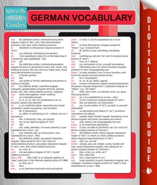 German Vocabulary (Speedy Language Study Guides) by Speedy Publishing