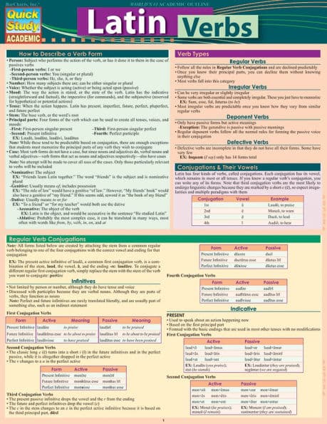 Latin Verbs: QuickStudy Laminated Reference Guide by BarCharts Publishing