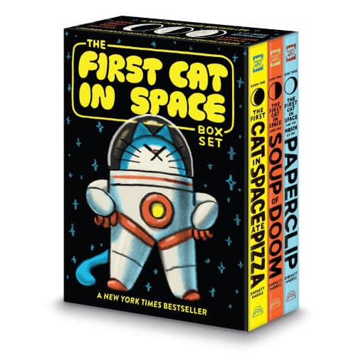 The First Cat in Space 3-Book Box Set: A Graphic Novel Collection: The First Cat in Space Ate Pizza, The First Cat in Space and the Soup of Doom, The First Cat in Space and the Wrath of the Paperclip by Mac Barnett, Shawn Harris (Illustrator), Shawn Harris