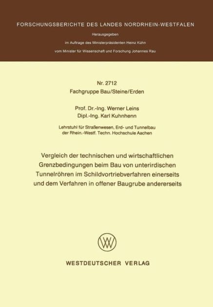 Vergleich der technischen und wirtschaftlichen Grenzbedingungen beim Bau von unterirdischen Tunnelröhren im Schildvortriebverfahren einerseits und dem Verfahren in offener Baugrube andererseits