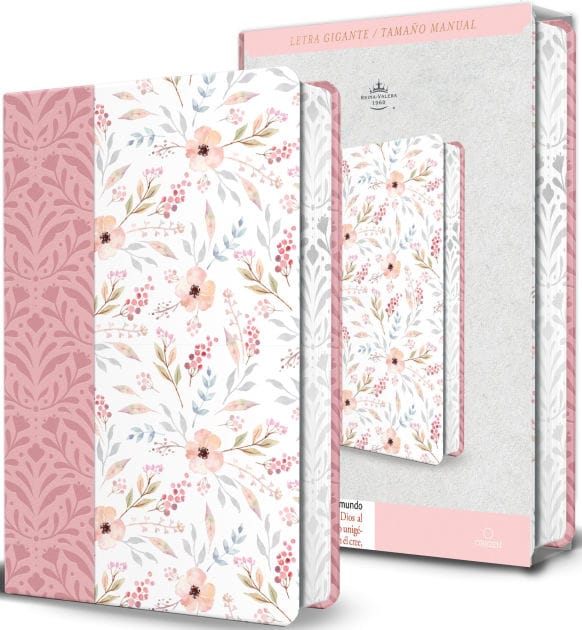 Biblia RVR 1960 Letra gigante, símil piel rosada con flores (Edición cantos pintados / Spanish Bible RVR 1960 Giant Print Handy Size Leathersoft Pink floral