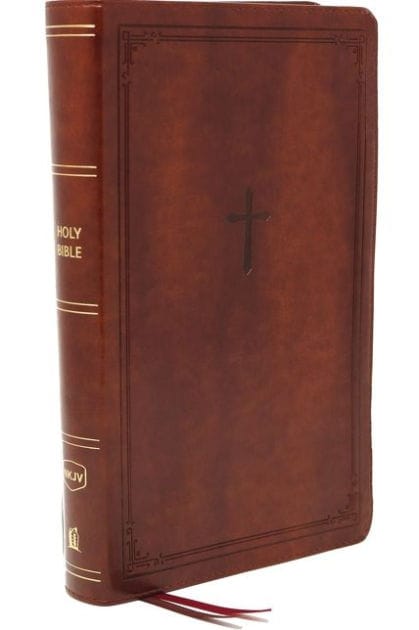 NKJV, End-of-Verse Reference Bible, Personal Size Large Print, Leathersoft, Brown, Red Letter, Comfort Print: Holy Bible, New King James Version