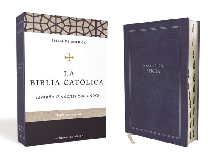 Biblia Católica, Tamaño personal,Tapa dura, Azul, con Índice, Comfort Print