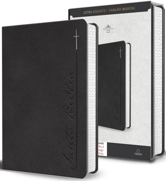 Biblia RVR 1960 Letra gigante, símil piel, gris (Edición cantos pintados) / Spanish Bible RVR 1960 Giant Print Handy Size Leathersoft Gray with cross