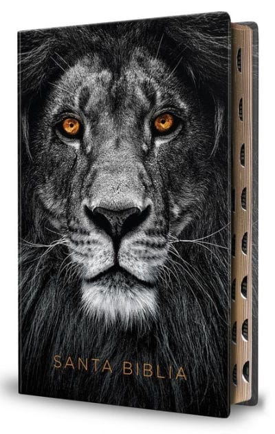 Biblia Reina Valera 1960 letra grande. Biblia León símil piel índice / Spanish Bible RVR 1960 Handy Size Large Print imitation leather Lion of Judah