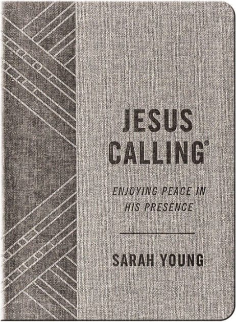 Jesus Calling, Textured Gray Leathersoft, with Full Scriptures: Enjoying Peace in His Presence (A 365-Day Devotional) - The Perfect Christian Father's Day Gifts for Dad