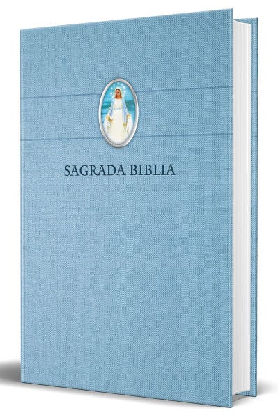 Biblia Católica en español con Virgen Milagrosa en cubierta / Catholic Bible in Spanish Hardcover, Blue