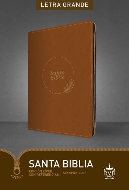 Santa Biblia RVR60, Edición zíper con referencias, letra grande (SentiPiel, Café, Letra Roja)