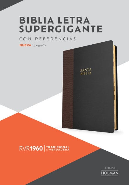 RVR 1960 Biblia letra supergigante, negro con café símil piel, con índice: Con referencias. Nueva tipografía
