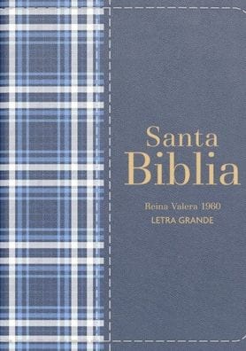 Biblia RVR 1960 Compacta Símil Piel Cuadros Azul Marino Oscuro (Bible RVR 1960 Compact Size LeatherLike Navy Blue Checked Pattern (Spanish Edition)