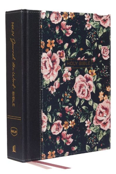 NKJV, Journal the Word Bible, Cloth over Board, Blue Floral, Red Letter, Comfort Print: Reflect, Journal, or Create Art Next to Your Favorite Verses