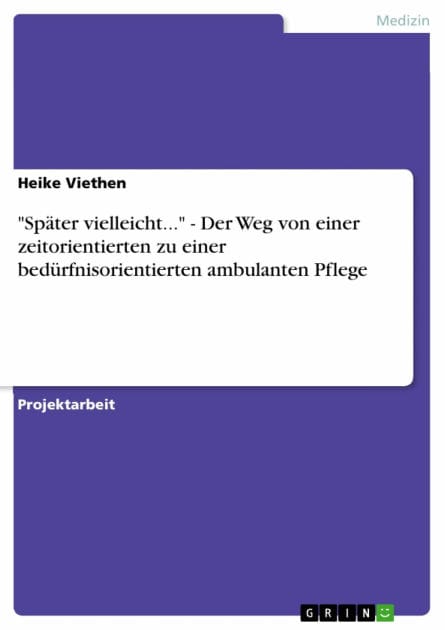 'Später vielleicht...' - Der Weg von einer zeitorientierten zu einer bedürfnisorientierten ambulanten Pflege: Der Weg von einer zeitorientierten zu einer bedürfnisorientierten ambulanten Pflege