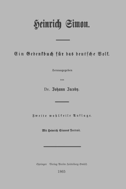 Heinrich Simon: Ein Gedenkbuch für das deutsche Volk