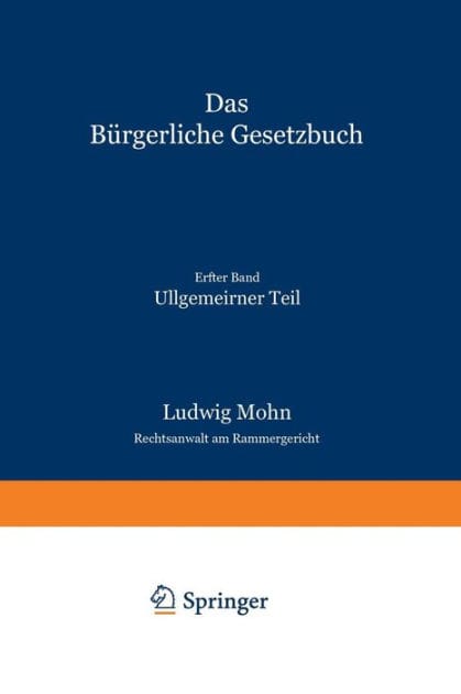 Das Bï¿½rgerliche Gesetzbuch: Allgemeiner Teil