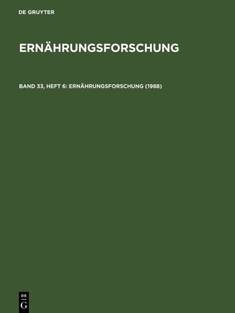 1988: Ernf-B, Band 33, Heft 6