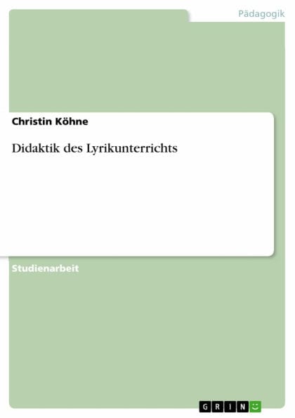 Didaktik des Lyrikunterrichts