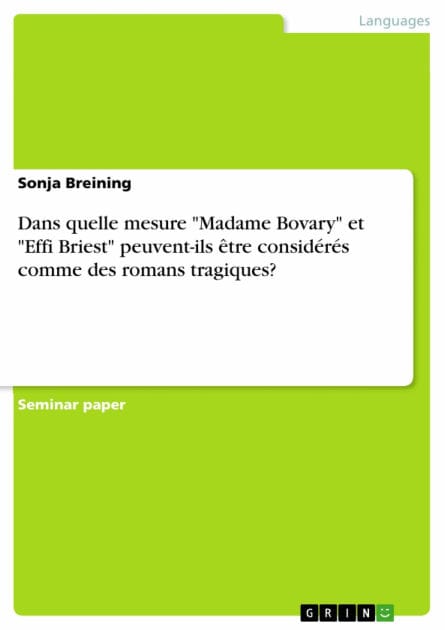 Dans quelle mesure 'Madame Bovary' et 'Effi Briest' peuvent-ils être considérés comme des romans tragiques?