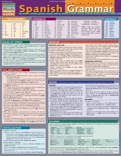 Spanish Grammar: a QuickStudy Laminated Reference Guide
